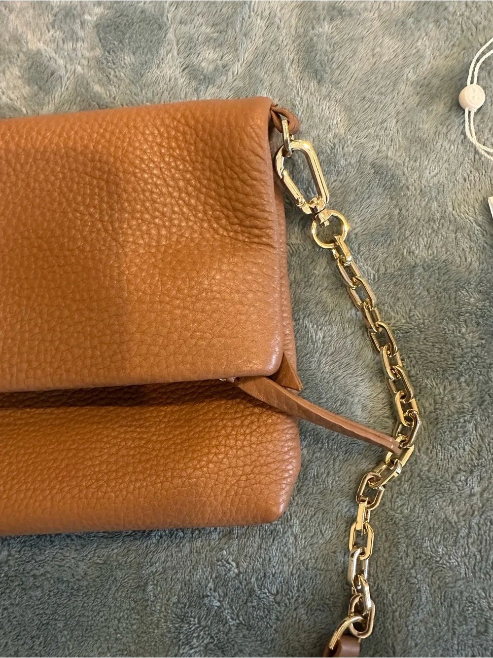 Tory Burch Brown Pebbled Leather Chain Strap Crossbody